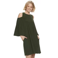 Women's Nina Leonard Draped Sleeve Cold-Shoulder Dress