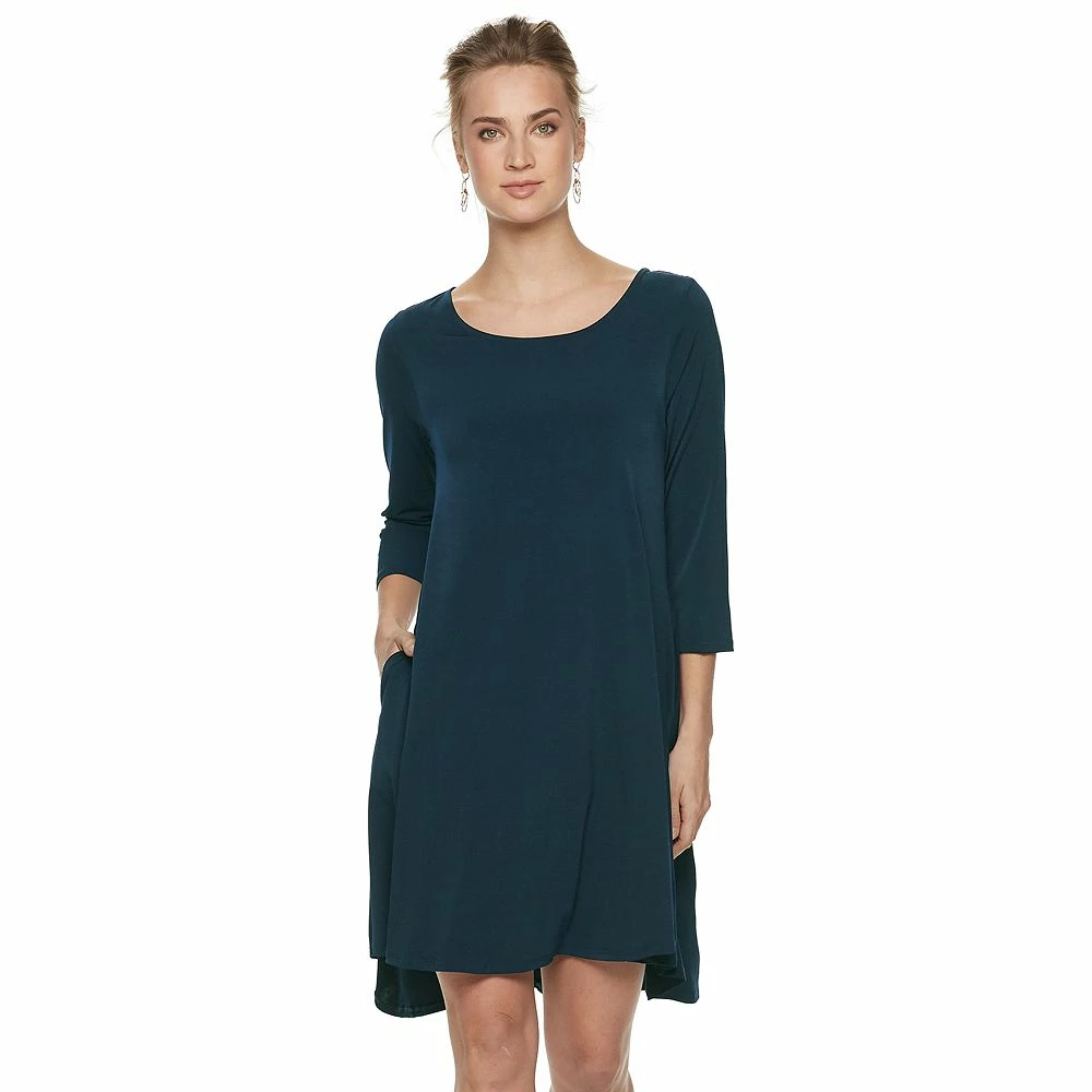 Women's Nina Leonard High-Low Trapeze Dress - Image 4