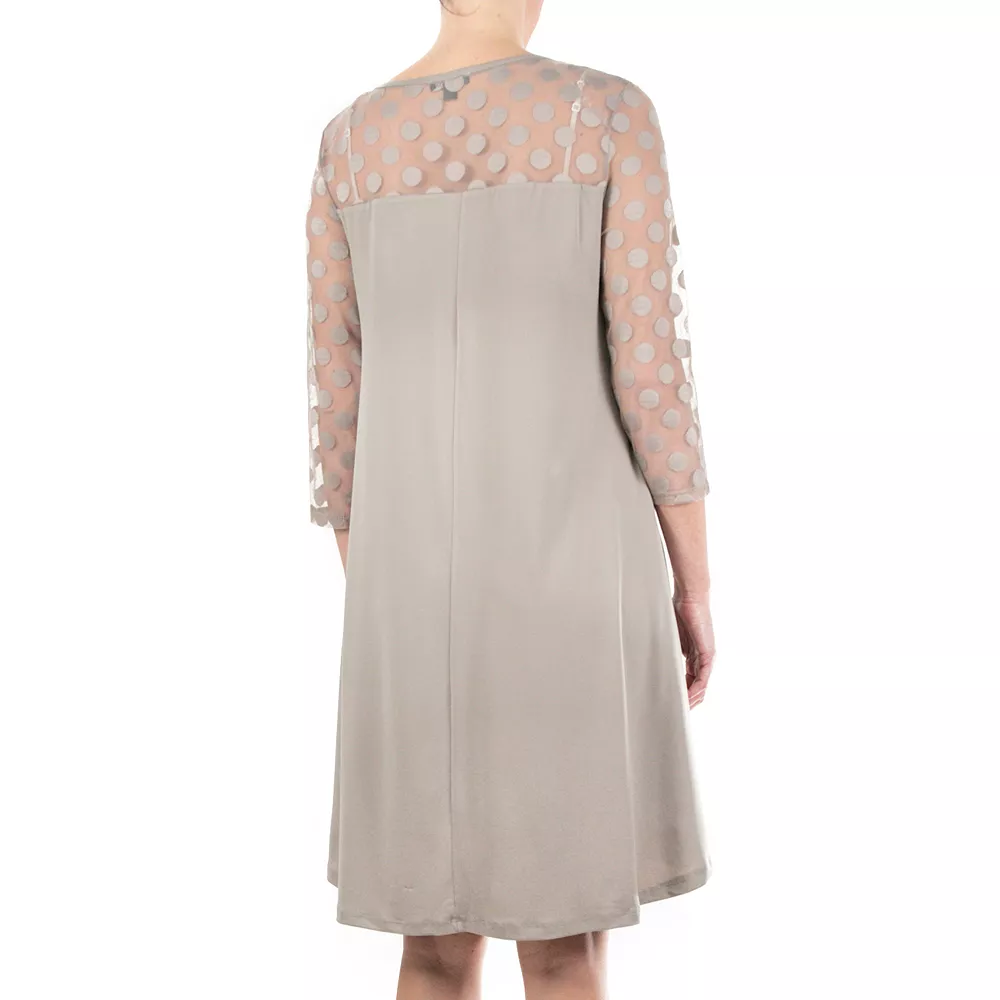 Women's Nina Leonard Sheer Polka-Dot High-Low Dress - Image 7