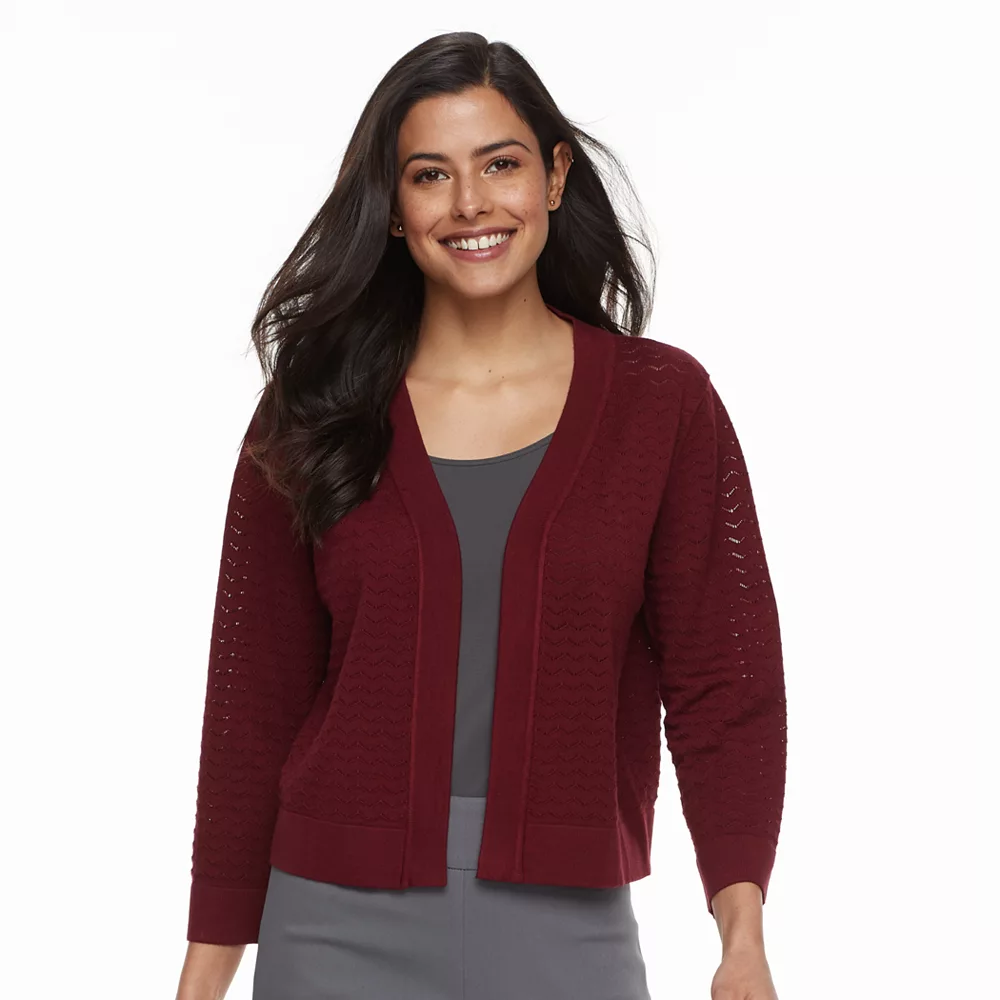 Women's Nina Leonard Chevron Stitch Bolero Cardigan - Image 2