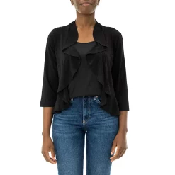 Women's Nina Leonard Ruffle Open-Front Cardigan