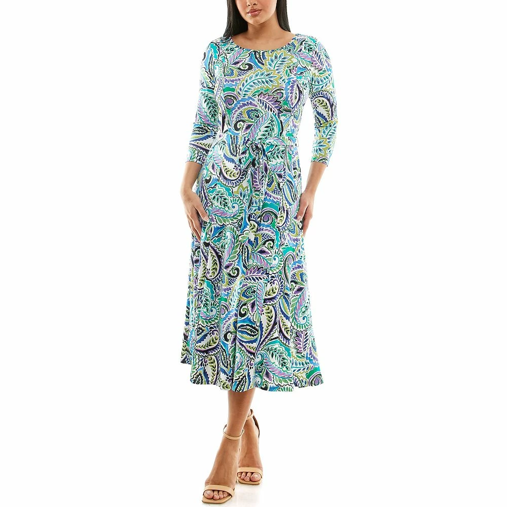 Women's Nina Leonard Sylvia Print Midi Dress - Image 11