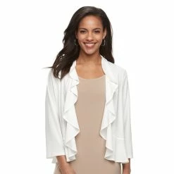 Women's Nina Leonard Chiffon-Back Ruffle Bolero