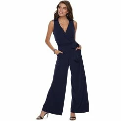 Women's Nina Leonard Surplice Wide-Leg Jumpsuit