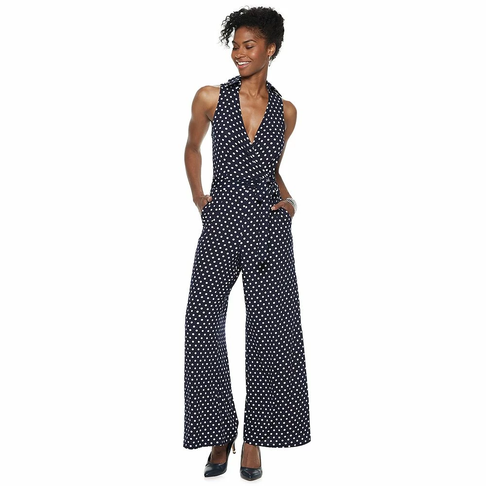 Women's Nina Leonard Print Surplice Wide-Leg Jumpsuit - Image 6