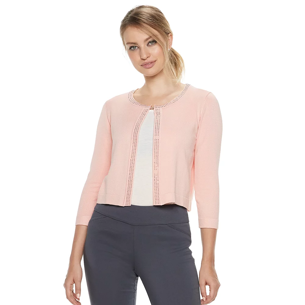 Women's Nina Leonard Embellished Crop Cardigan - Image 4