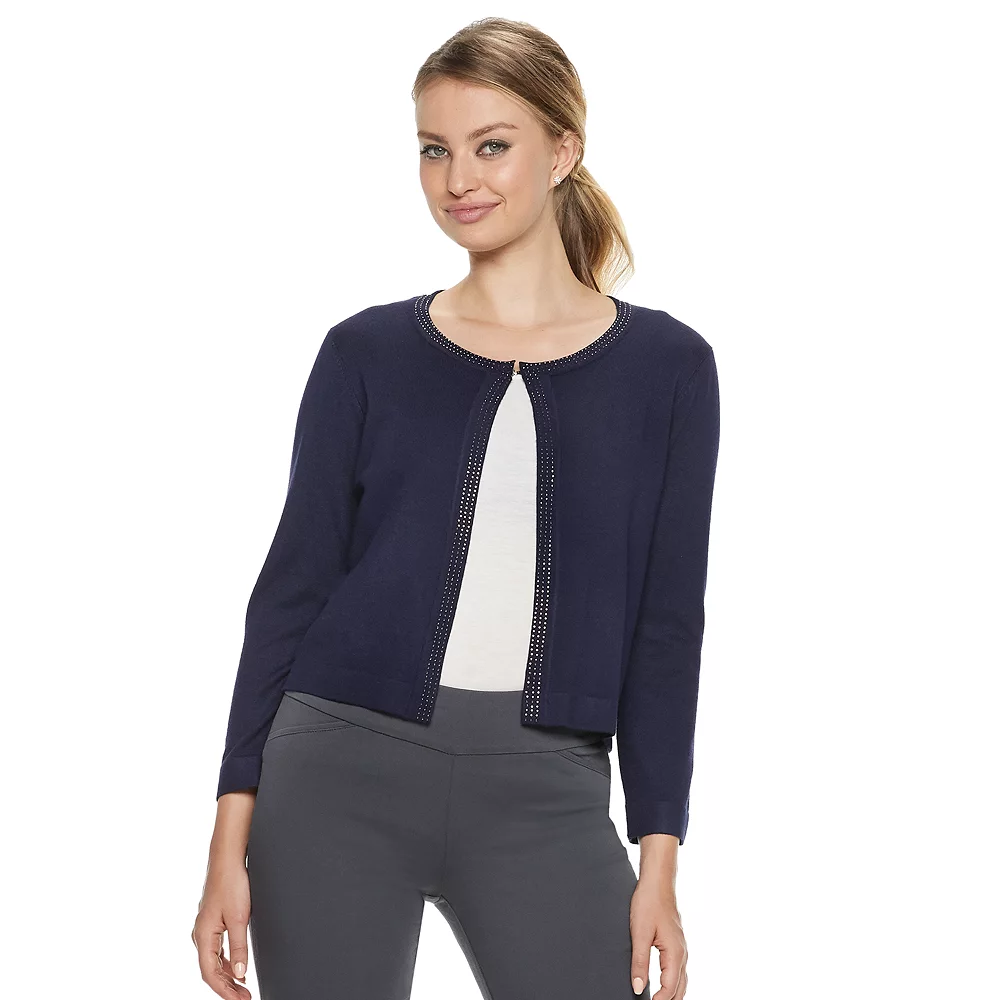 Women's Nina Leonard Embellished Crop Cardigan - Image 2
