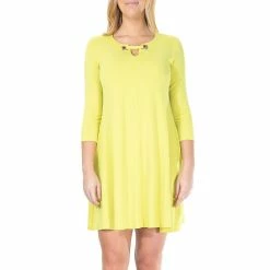 Women's Nina Leonard Embellished Keyhole Swing Dress