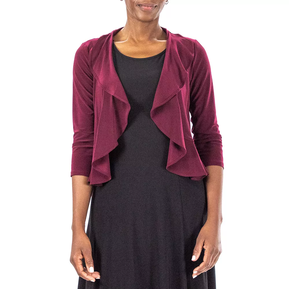 Women's Nina Leonard Draped Sheer Back Bolero - Image 4