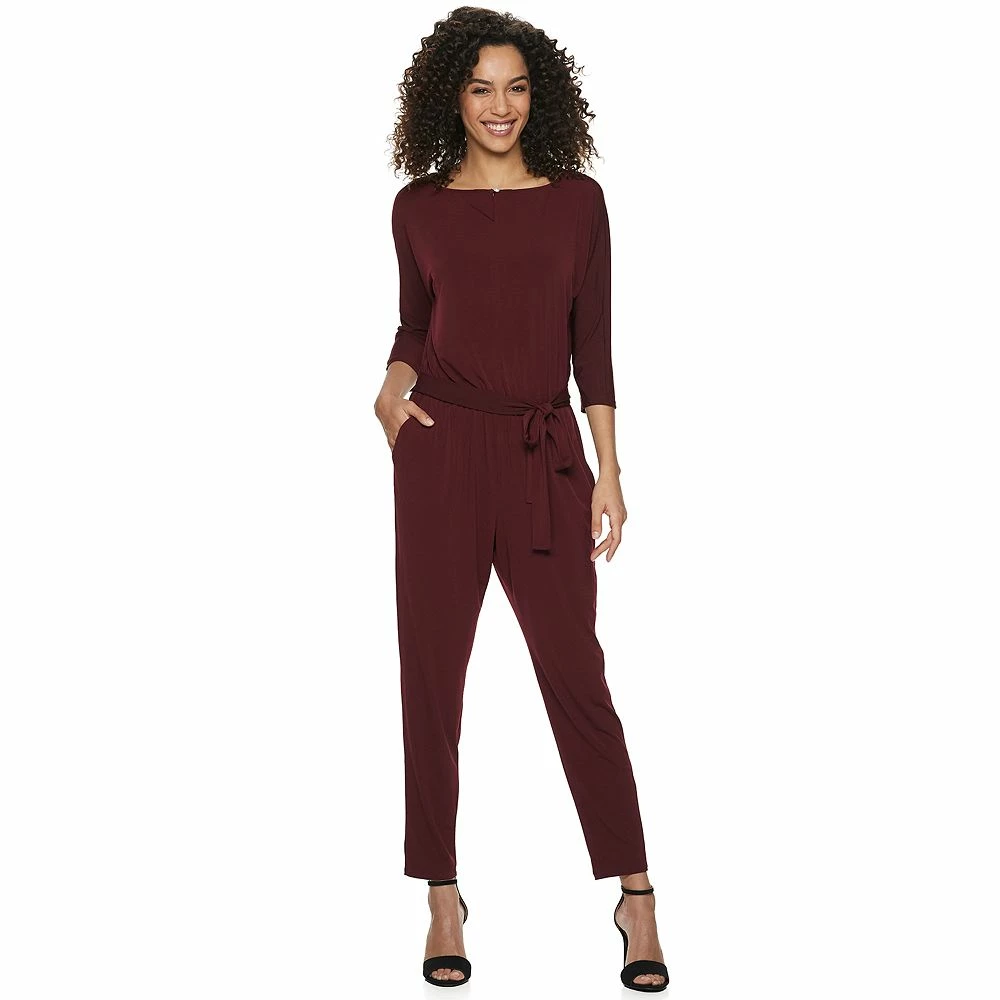 Women's Nina Leonard Solid Ankle Jumpsuit