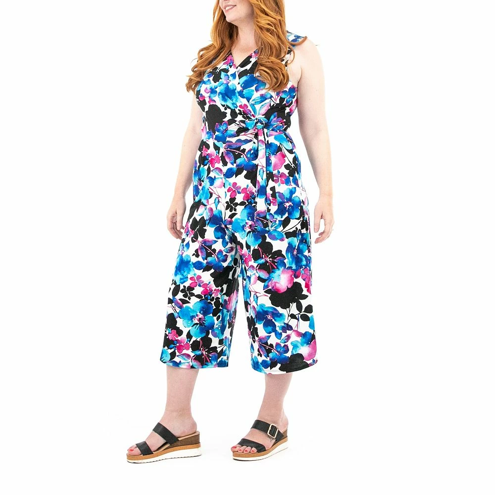 Women's Nina Leonard Print Surplice Wide-Leg Jumpsuit - Image 10
