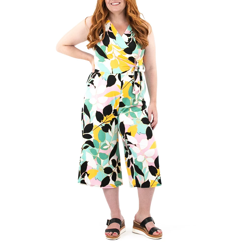 Women's Nina Leonard Print Surplice Wide-Leg Jumpsuit - Image 5