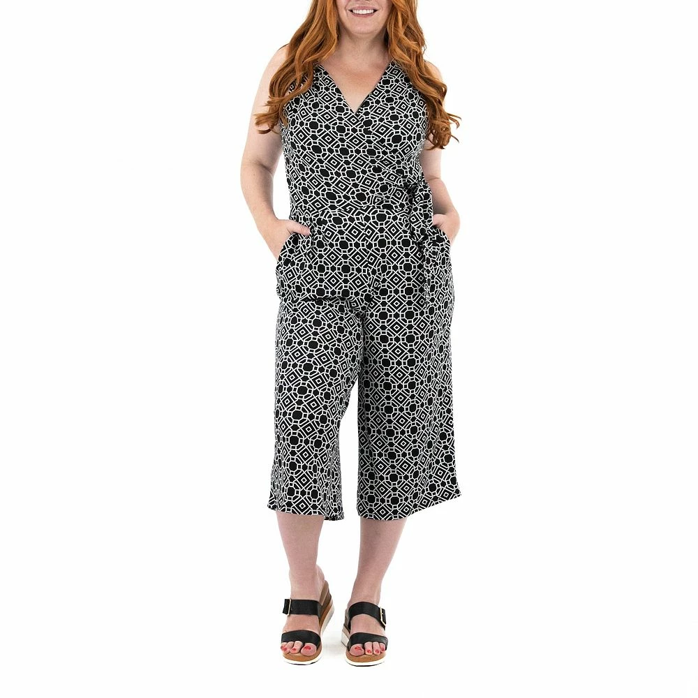 Women's Nina Leonard Print Surplice Wide-Leg Jumpsuit - Image 7
