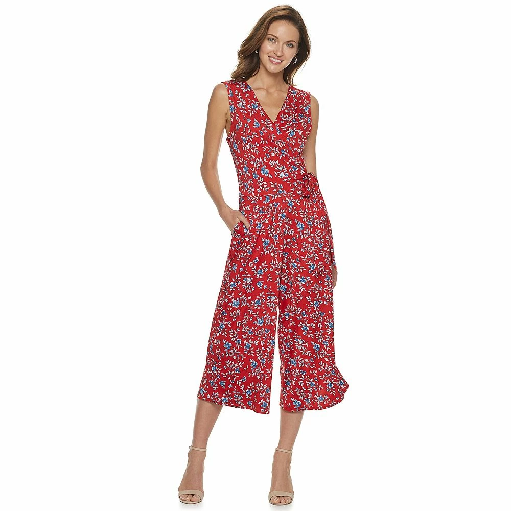 Women's Nina Leonard Print Surplice Wide-Leg Jumpsuit
