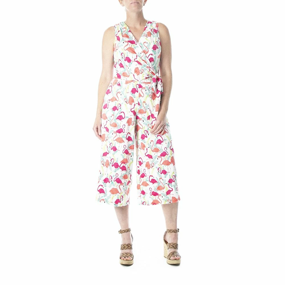 Women's Nina Leonard Print Surplice Wide-Leg Jumpsuit - Image 3