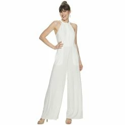 Women's Nina Leonard Wide-Leg Halter Jumpsuit