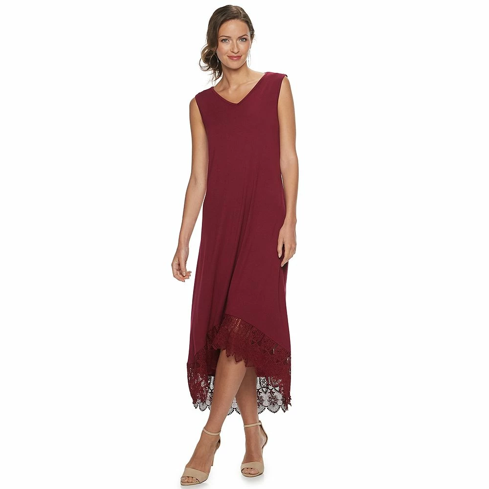 Women's Nina Leonard Crochet-Hem Midi Dress - Image 2
