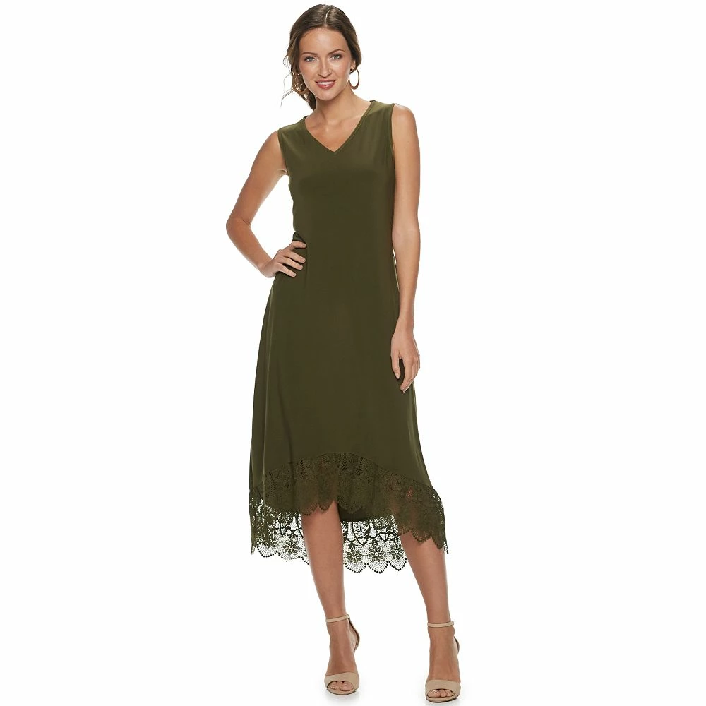 Women's Nina Leonard Crochet-Hem Midi Dress - Image 7