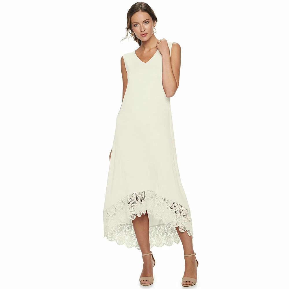 Women's Nina Leonard Crochet-Hem Midi Dress - Image 4