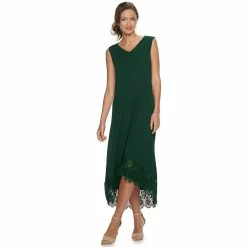 Women's Nina Leonard Crochet-Hem Midi Dress