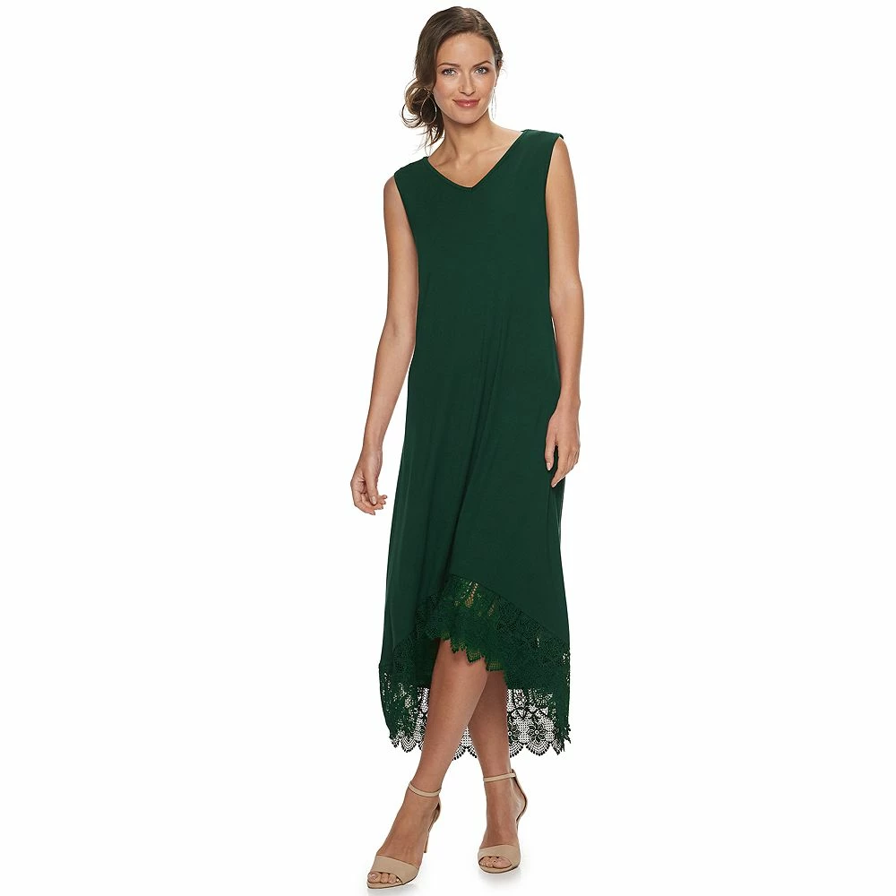 Women's Nina Leonard Crochet-Hem Midi Dress