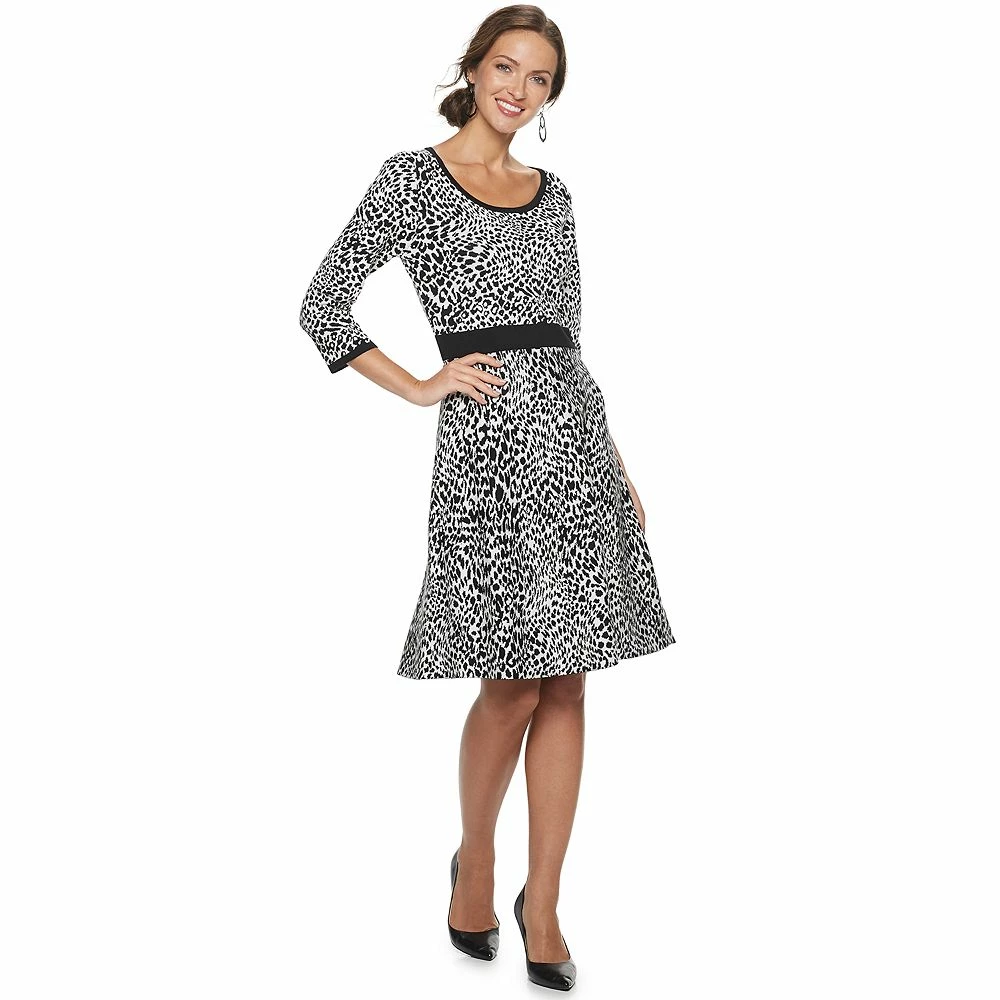 Women's Nina Leonard Animal-Print Sweater Dress - Image 2
