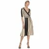 Women's Nina Leonard Surplice Striped Fit & Flare Sweater Dress