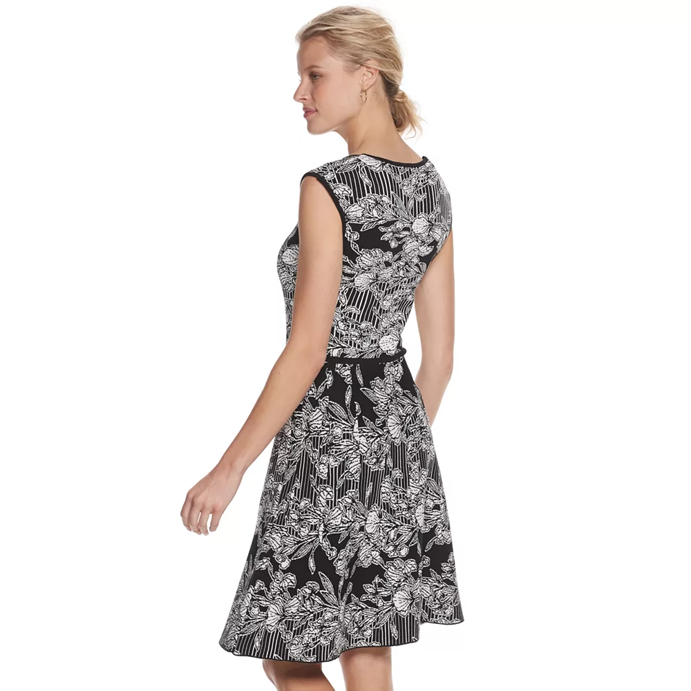 Women's Nina Leonard Floral Jacquard Sweater Dress - Image 2