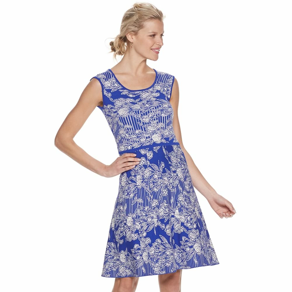 Women's Nina Leonard Floral Jacquard Sweater Dress