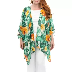 Women's Nina Leonard Floral Open-Front Kimono