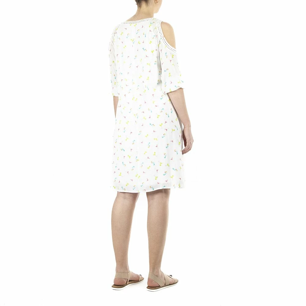 Women's Nina Leonard Print Crochet Cold-Shoulder Swing Dress - Image 2