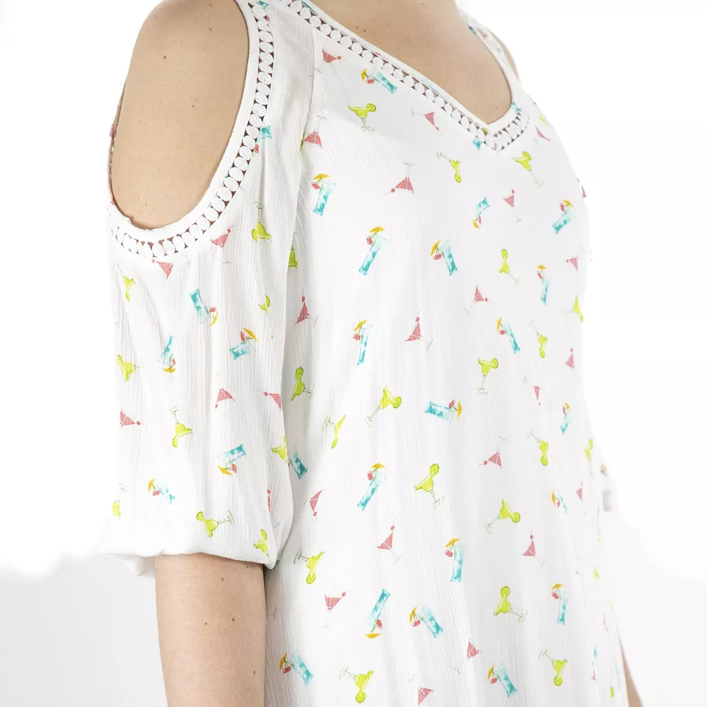 Women's Nina Leonard Print Crochet Cold-Shoulder Swing Dress - Image 3