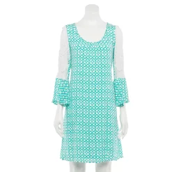 Women's Nina Leonard Print Cold-Shoulder Crochet Swing Dress