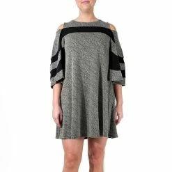 Women's Nina Leonard Colorblock Cold-Shoulder Swing Dress