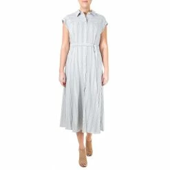 Women's Nina Leonard Midi Tie-Front Shirtdress