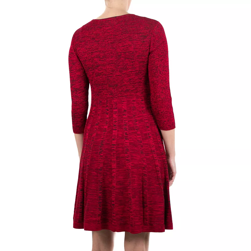 Women's Nina Leonard Pleated Skirt Fit & Flair Sweater Dress - Image 5