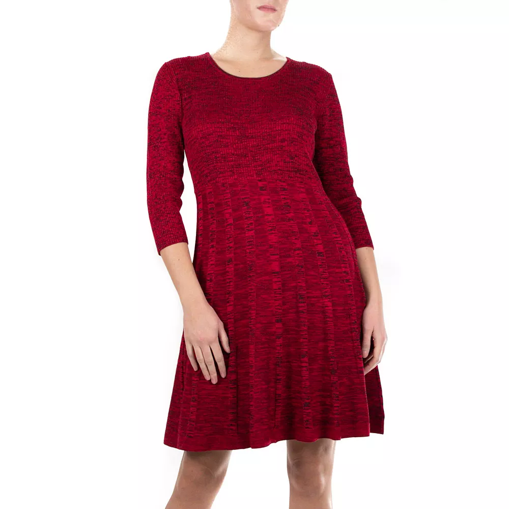 Women's Nina Leonard Pleated Skirt Fit & Flair Sweater Dress - Image 4