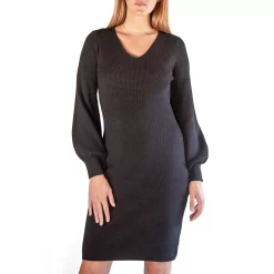Women's Nina Leonard Balloon-Sleeve Sheath Sweater Dress