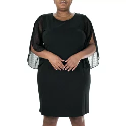 Plus Size Nina Leonard Dot-Mesh Sheath Dress