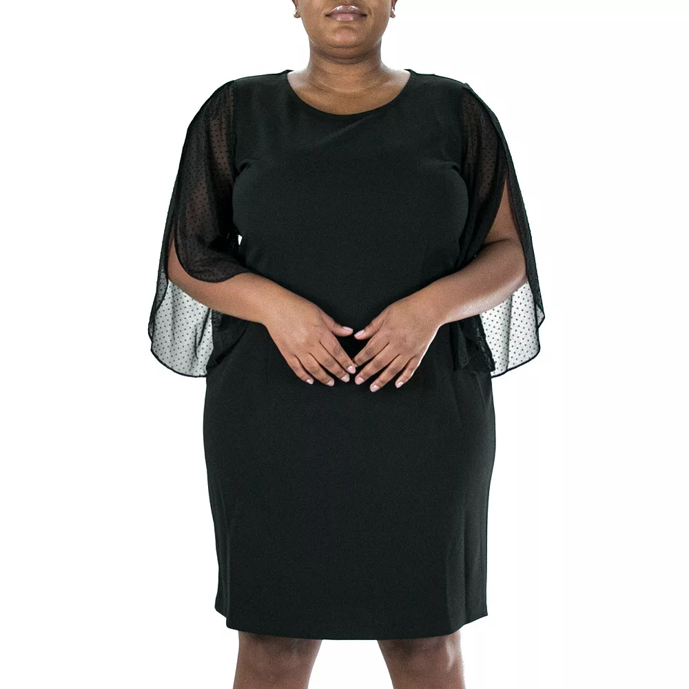 Plus Size Nina Leonard Dot-Mesh Sheath Dress