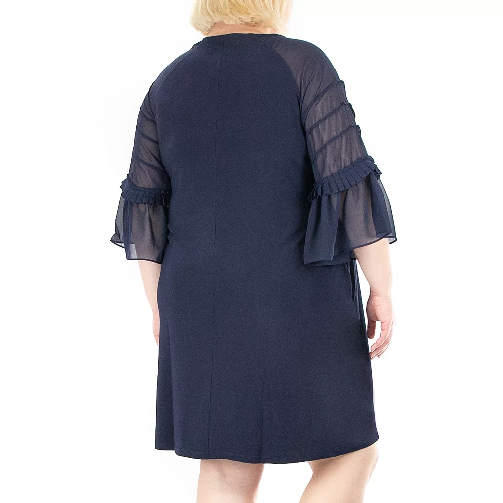 Plus Size Nina Leonard Shirred Chiffon Dress - Image 2