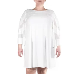 Plus Size Nina Leonard Mesh-Inset Dress