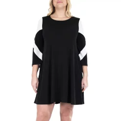 Women's Nina Leonard Colorblock Sleeve Trapeze Dress