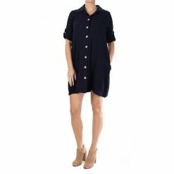 Women's Nina Leonard Button-Front Shirt Dress