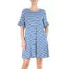 Women's Nina Leonard Ruffle-Sleeve Striped Swing Dress