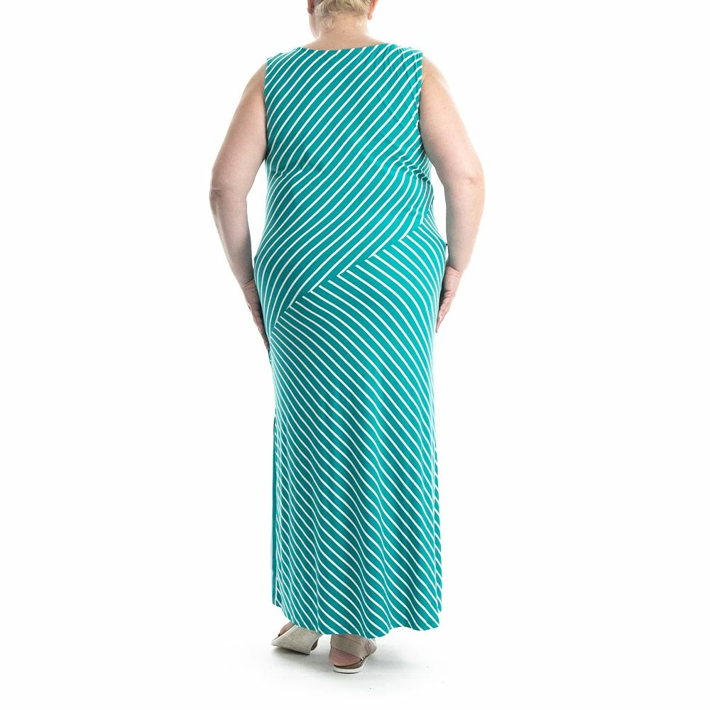 Plus Size Nina Leonard Side-Slit V-Neck Maxi Dress - Image 4