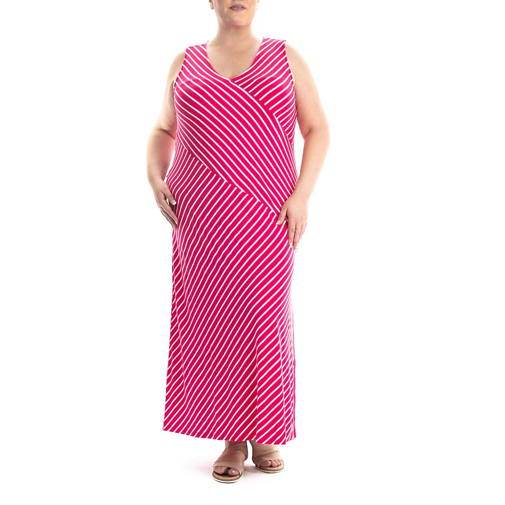 Plus Size Nina Leonard Side-Slit V-Neck Maxi Dress - Image 3