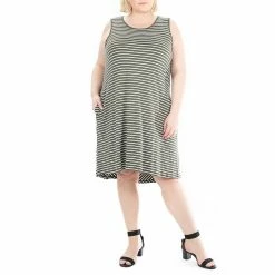 Plus Size Nina Leonard Striped High-Low Shift Dress