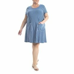 Plus Size Nina Leonard Striped T-shirt Dress