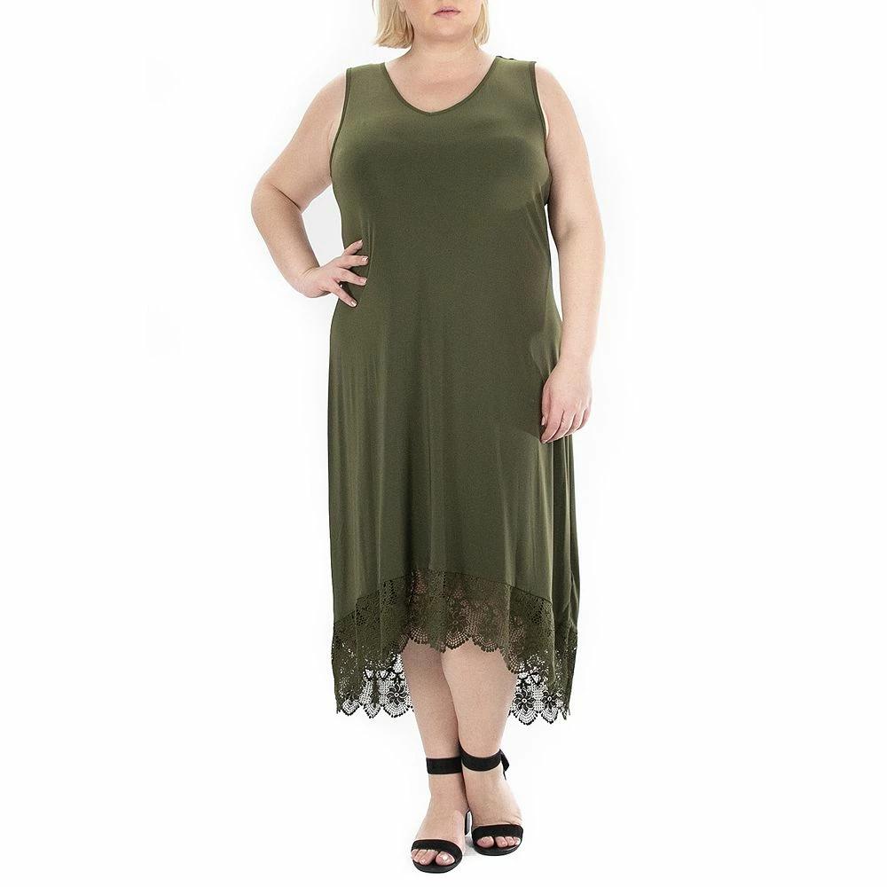 Women's Nina Leonard Crochet High-Low Midi Dress